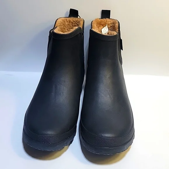 chooka Shoes Chooka Rain Boots Delridge Chelsea Black Faux Fur